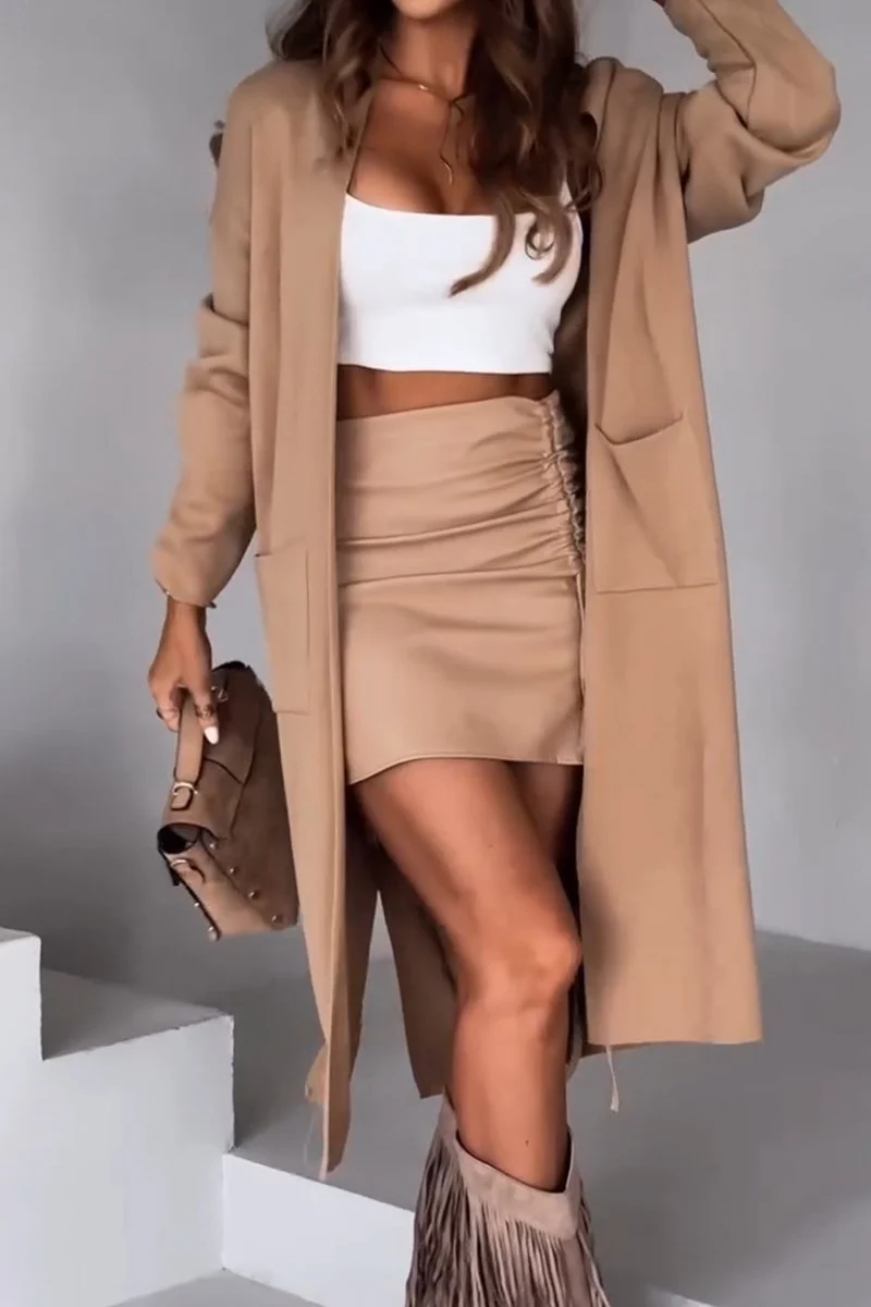 Women's Winter Simple Long Solid Color Cardigan Coat